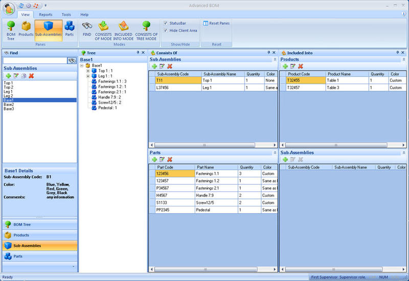 Advanced Bill of Materials Screenshot